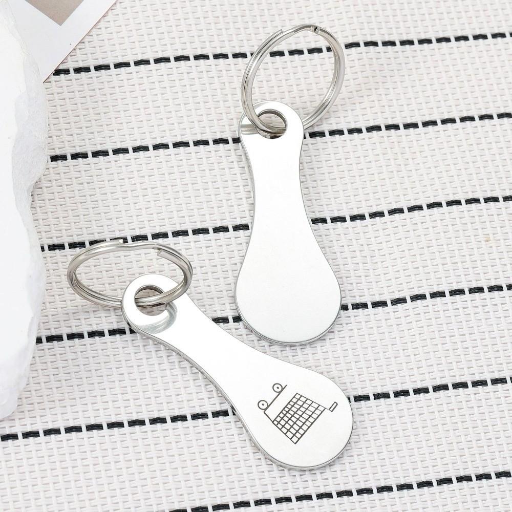 Metal Ring Trolley Key Holder Stainless Steel Supermarket Keyring Shopping Cart Keychain Outdoor