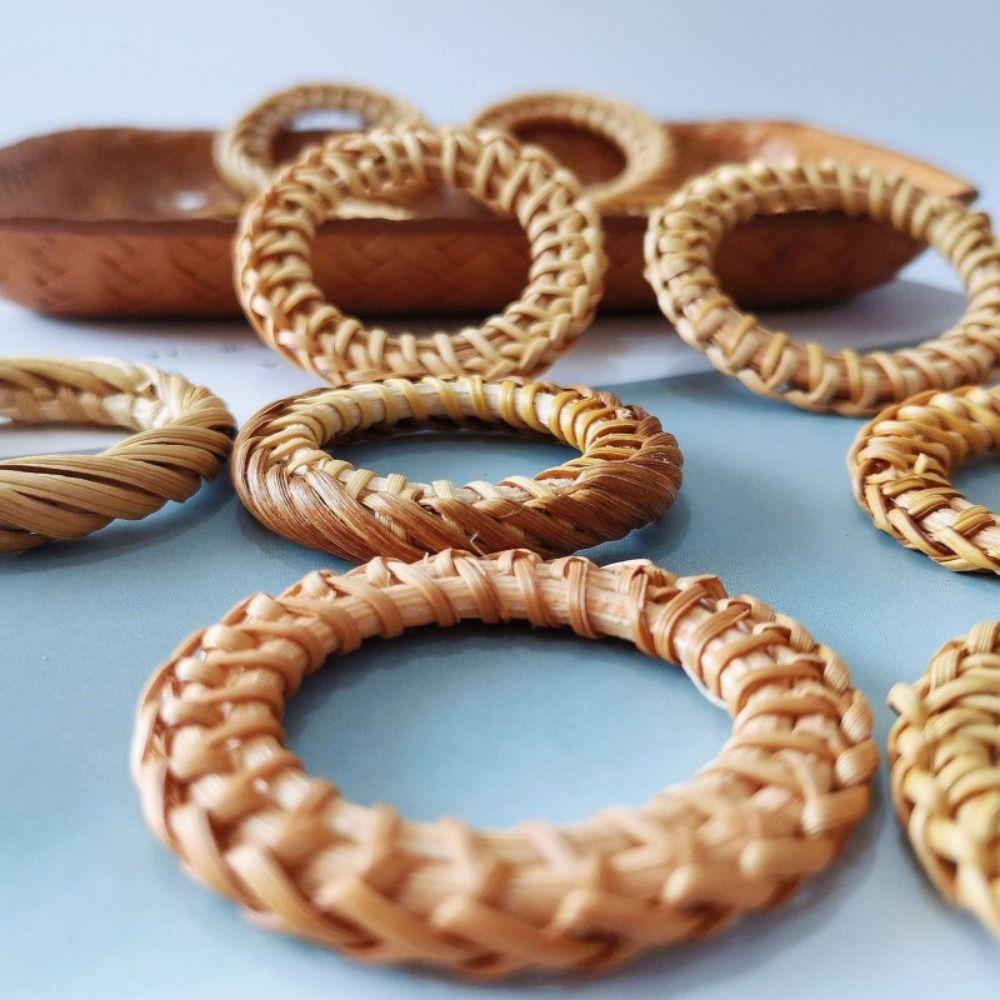 Boho Style Bohemian Rattan Napkin Rings Woven Texture Dinner Serviette Holder Tabletop Decor