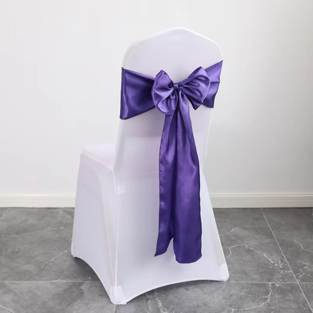 5pcs Vintage Satin Wedding Chair Sashes 275cm Chair Back Ribbon Bow Chair Cover  Baby Shower