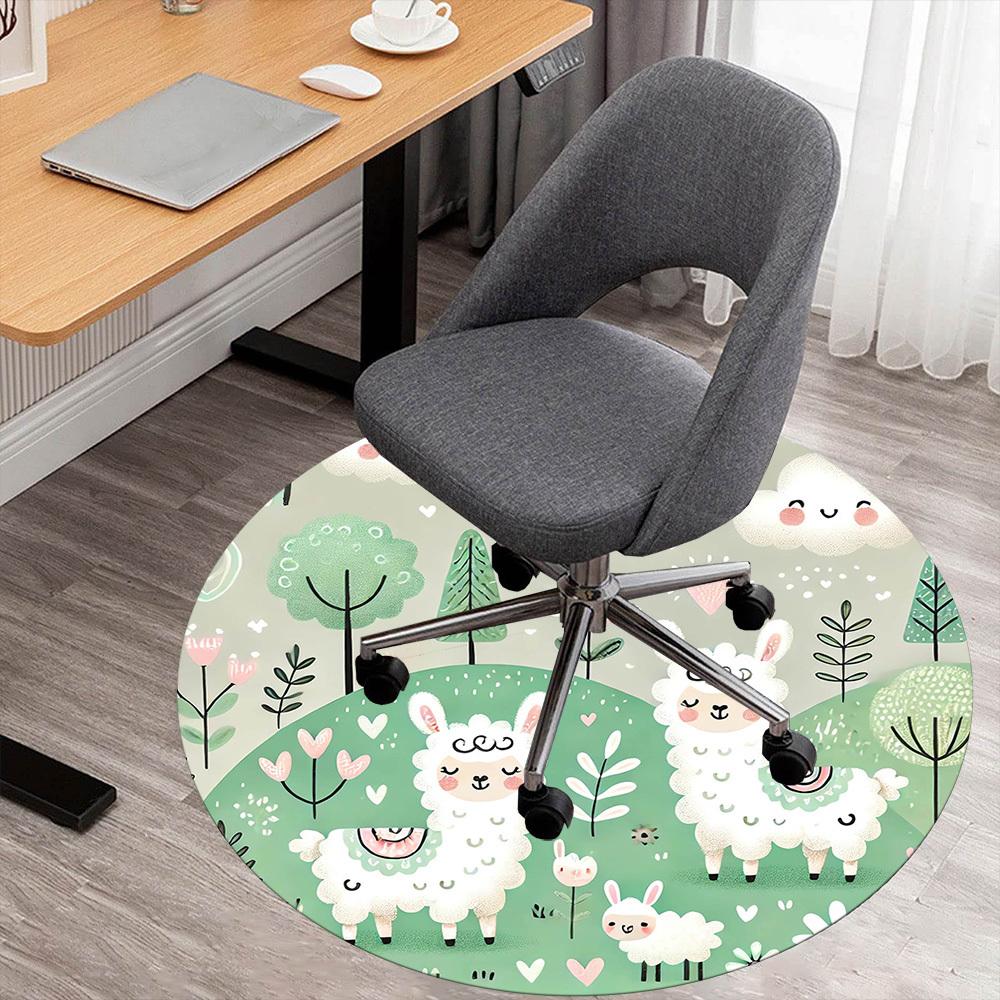 

1pc Llama Forest Round Chair mat Area Rug - Non-Slip, Floor Mat for Office, Bedroom, and Indoor Decor -1002065 80cm by 80cm