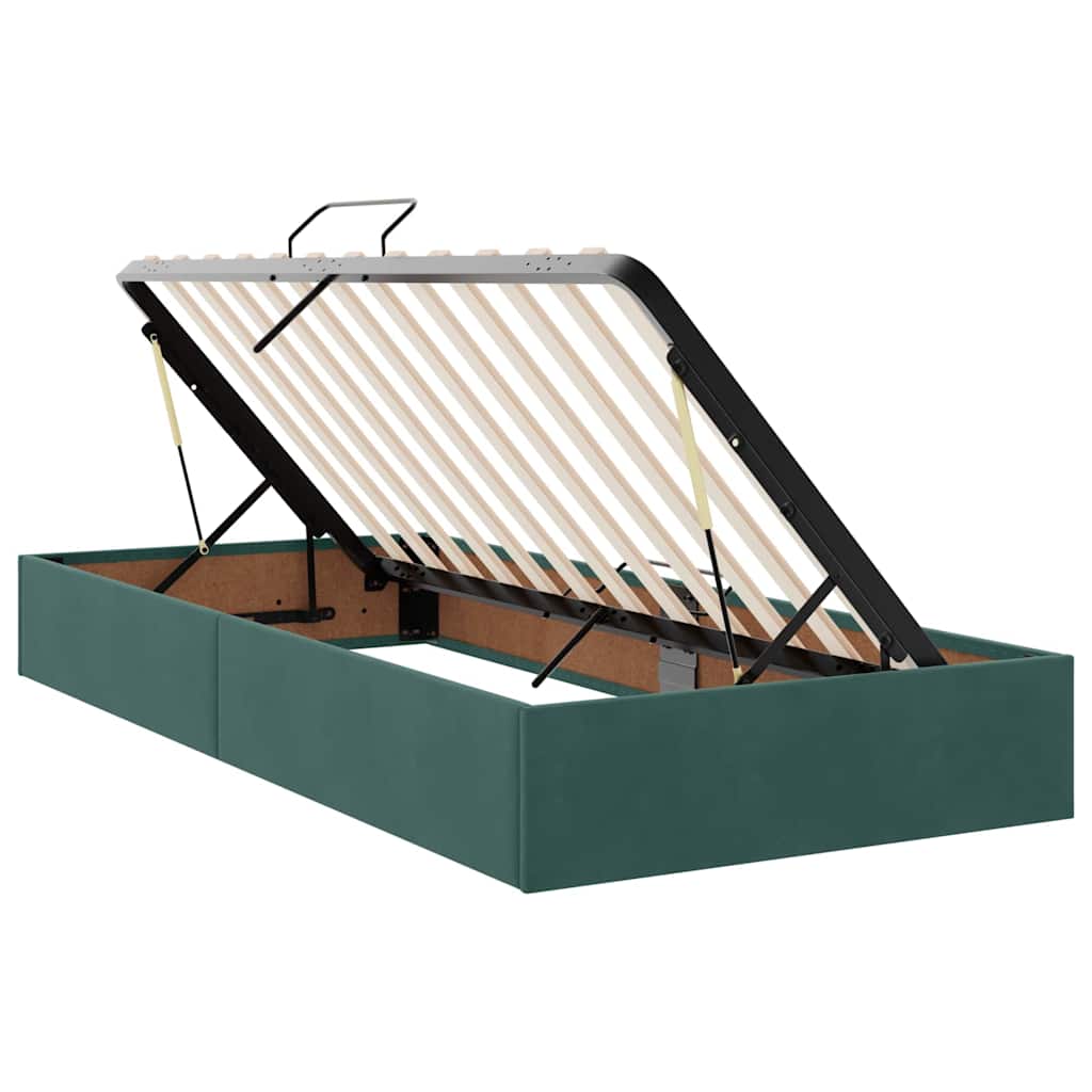 Storage Bed with Mattress Dark Green 90 X 200 Cm Velvet