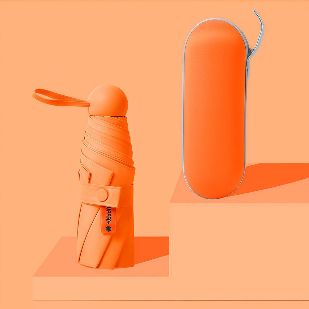 Compact Capsule Sun and Rain Umbrella: Thickened, UV-Protected, Dual-Use, Folding Black Glue Design