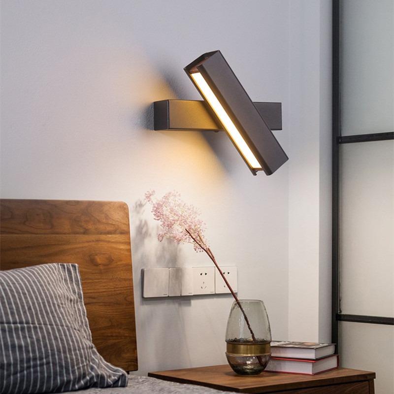 Indoor LED Rotate Wall Lights with Switch Fashion 7W White Black Wall Lamp FixtureS Corridor AIsle Beside Lighting Art Sconce