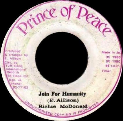 

7inch Record RICHARD MCDONALD Join For Humanity NONE Prince Of Peace 1980 Jamaica Reggae Ska Dub Used