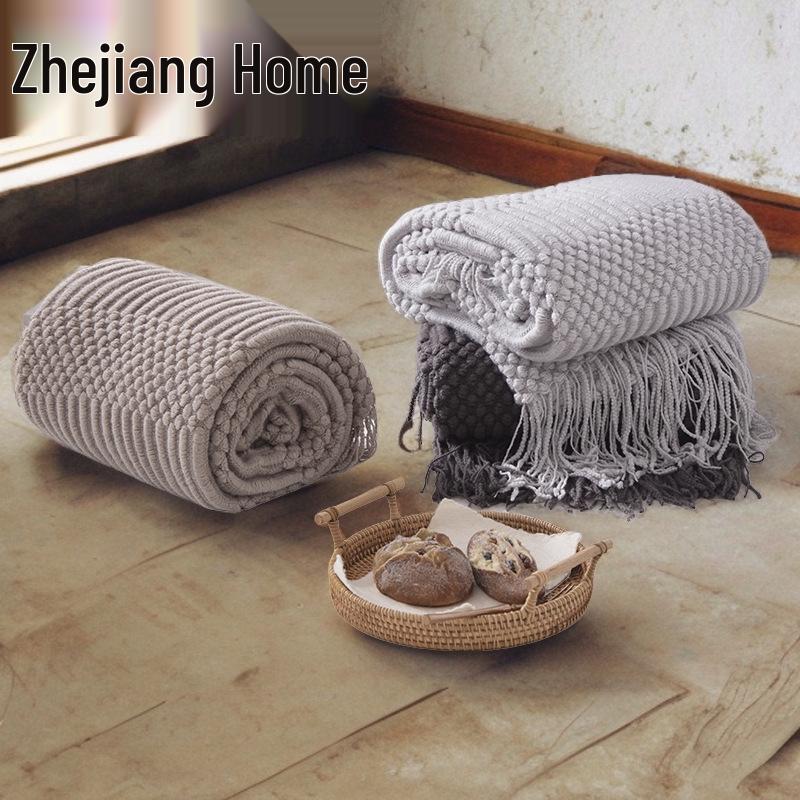 

Классическое вязаное скандинавское одеяло однотонного цвета с пузырьками: Универсальный повседневный плед для кровати или проживания в семье 127x170 cm светло-серый