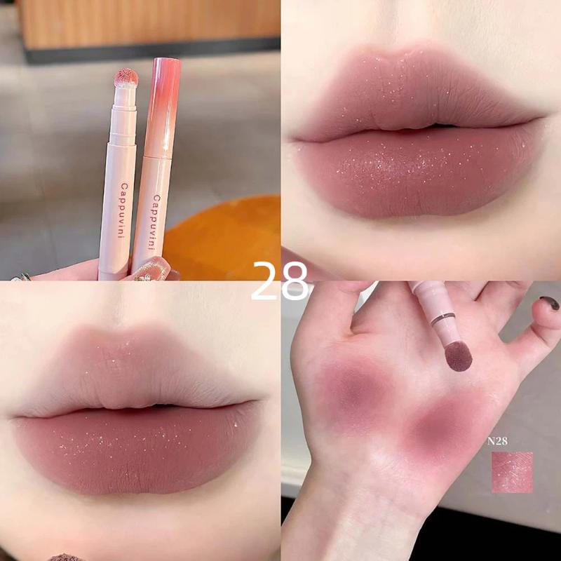 Cappuvini Hydrating Non-Sticky Lip Powder Cream Cushion Lipstick Matte Lip Stain Red Lipsticks Light Lines Lip Clay Cosmetics