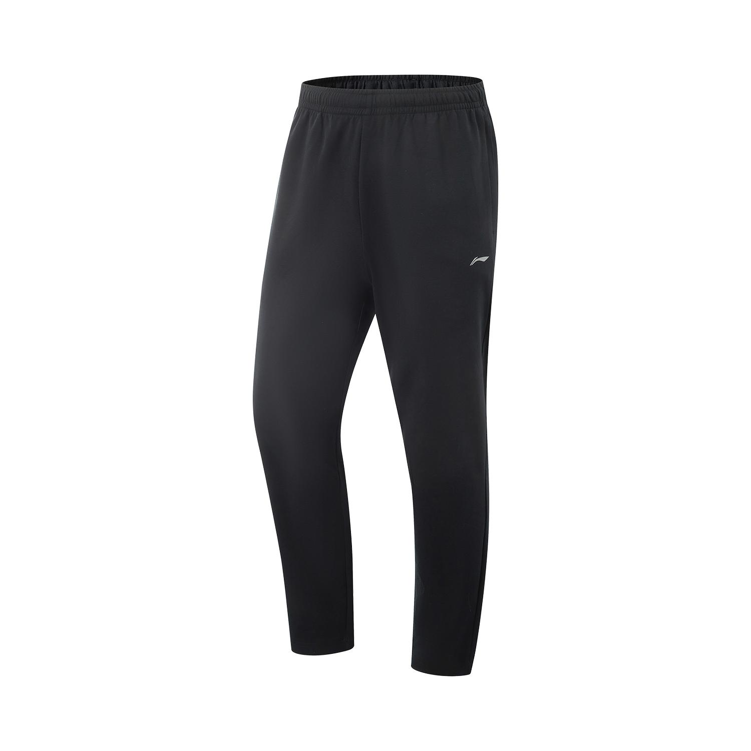 

Li-Ning Fitness Series Casual Simple Solid Color Ice Silk Quick Dry Cool Straight Leg Elastic Knitted Sports Pants Men bottoms Black AKLV727-1