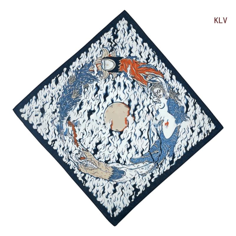 Halloween Skull Scarf for Women Men Scary Neckerchief Breathable Scarves Head Bandannas Square Headband for Party 55cm