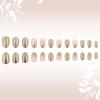 24 Pcs Sweet Flowers False Nail Fashion Artificial Nail Glittering Full Cover Stick on Nail Short Oval Press On Nail