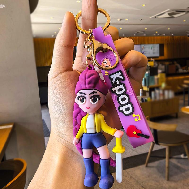 

K-Pop Demon Hunters Anime Figure Doll Keychain Creative Backpack Keyring Tiger Rumi Mira Zoey Sussy Figurine Doll Fans Gift