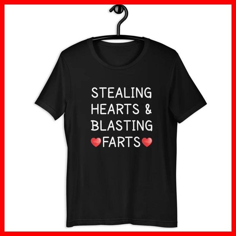 Stealing Hearts & Blasting Farts Black Cotton T-Shirt Unisex T-Shirt L