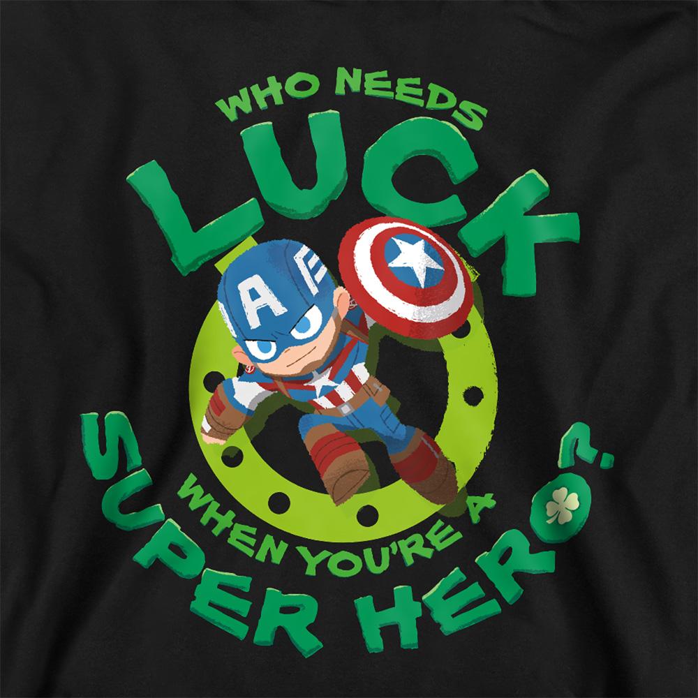 Captain America Childrens/Kids St PatrickÂ´s Day Lucky Superhero Heather Pull Over Hoodie