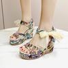Thick-soled Wedge Sandals for Women 2025 Foreign Trade Large-size Denim Cross-buckle with Cool Slippers for Women 2025