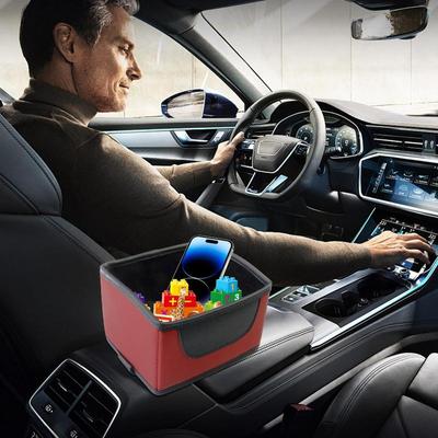 Car Armrest Organizer Car Armrest Paper Towel Holder Multi-function Artificial Leather Paper Towel Storage Case For Snacks Cards