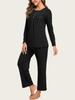 European & American Women's Fashion: Autumn 2025 2-Piece Pajama Set – Casual Long Sleeve Top & Pants with Pockets