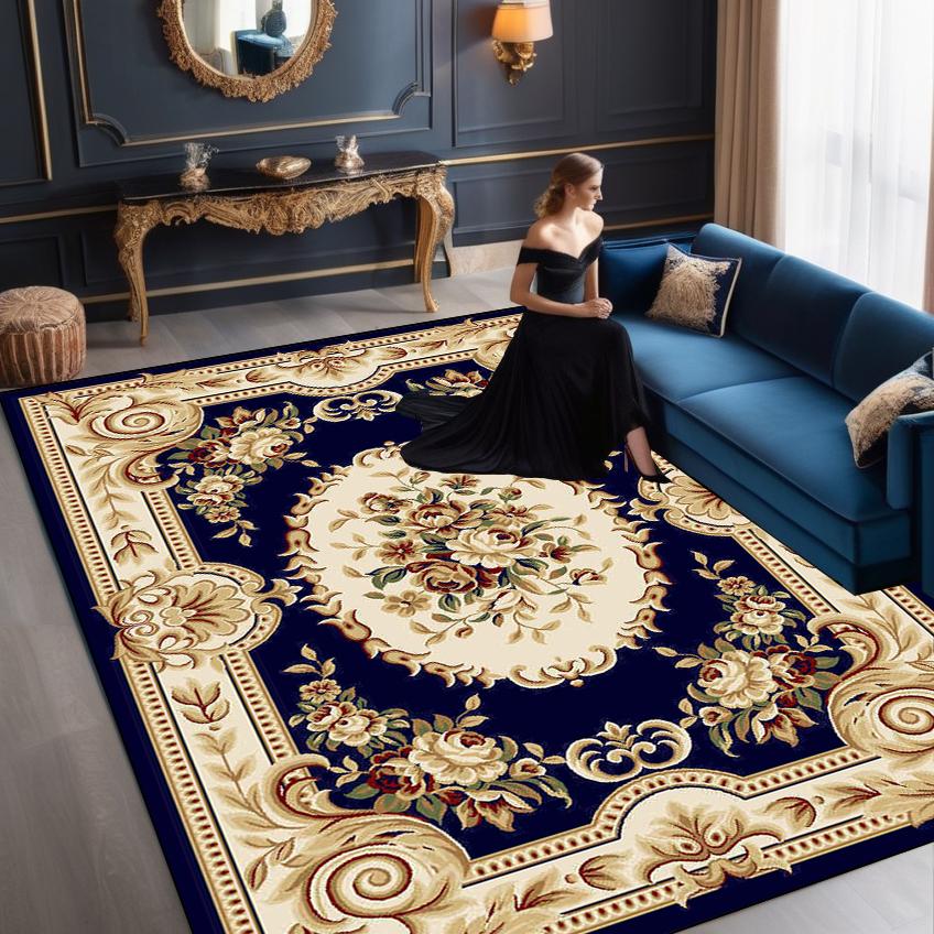 Europäische Luxusteppiche für Wohnzimmer Große Größe Dekorationsteppich Hotelhalle Weiche Matte Schlafzimmer Lounge Rutschfester Teppich Tapis Salon