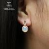 Top Quality Opal Clasp Earring ,oval Cut 6*8mm 1.7ct Natural Gemstone 925 Sterling Silver Rose Color Fine Jewelry