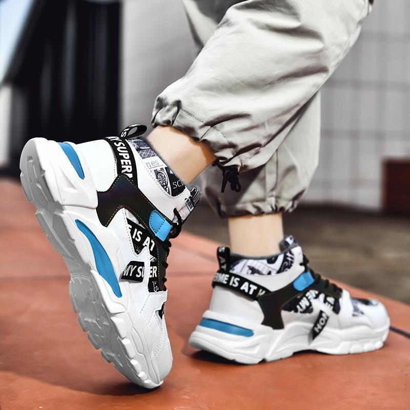 Herren Hohe Fleece-gefütterte Klobige Sneaker Colorblock Rutschfest Warm Lässige Sportschuhe