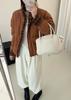 Premium stand-up collar short down jacket women's white duck down winter retro plaid splicing thickened bread jacket