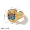 Acciaio al Titanio Moda Luce Lusso Sigillo Dipinto Anello Statement Farfalla Amore Coniglio Fiore Design Personalità Senso del Design Oro 18K
