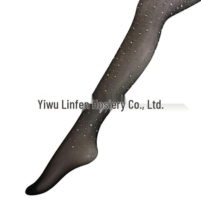 

European & American Sexy Rhinestone Mesh Garter Fishnet Pantyhose One Size чёрный