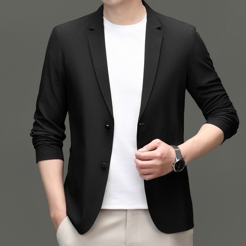 Suit Men's Spring/Summer Business Casual Embossed Seamless High-end Feel Ice Silk Suit Sun-protective Jacket