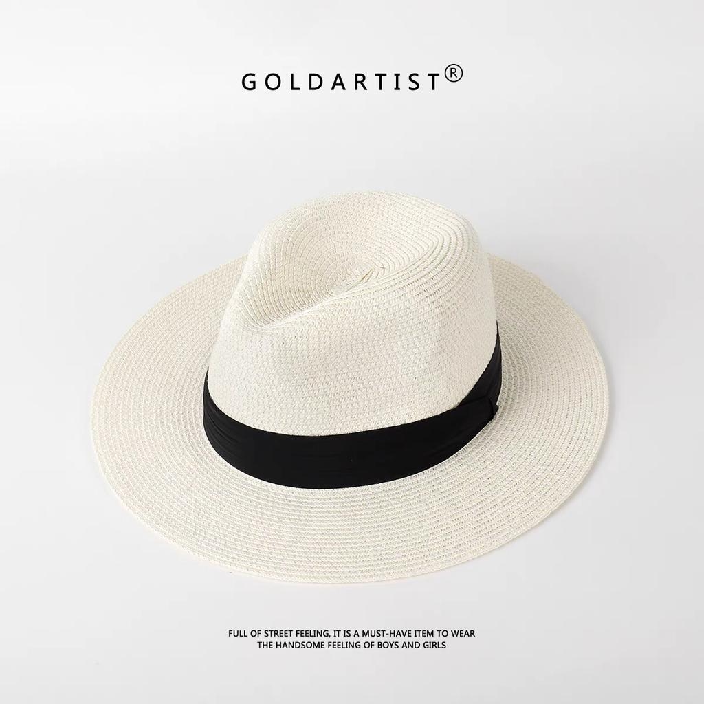 New French Flat-top Straw Hat Women's Big Head Circumference Seaside Beach Top Hat Woven Sun Hat Summer