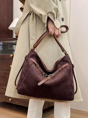Zaino/Borsa a Tracolla Grande Capacità Vintage di Alta Gamma da Donna 2025 in Ecopelle scamosciata
