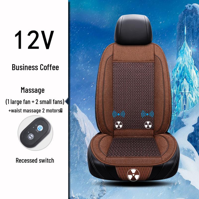 Cooling Car Seat Cushion with Fan - 12V/24V, Breathable, Single Piece