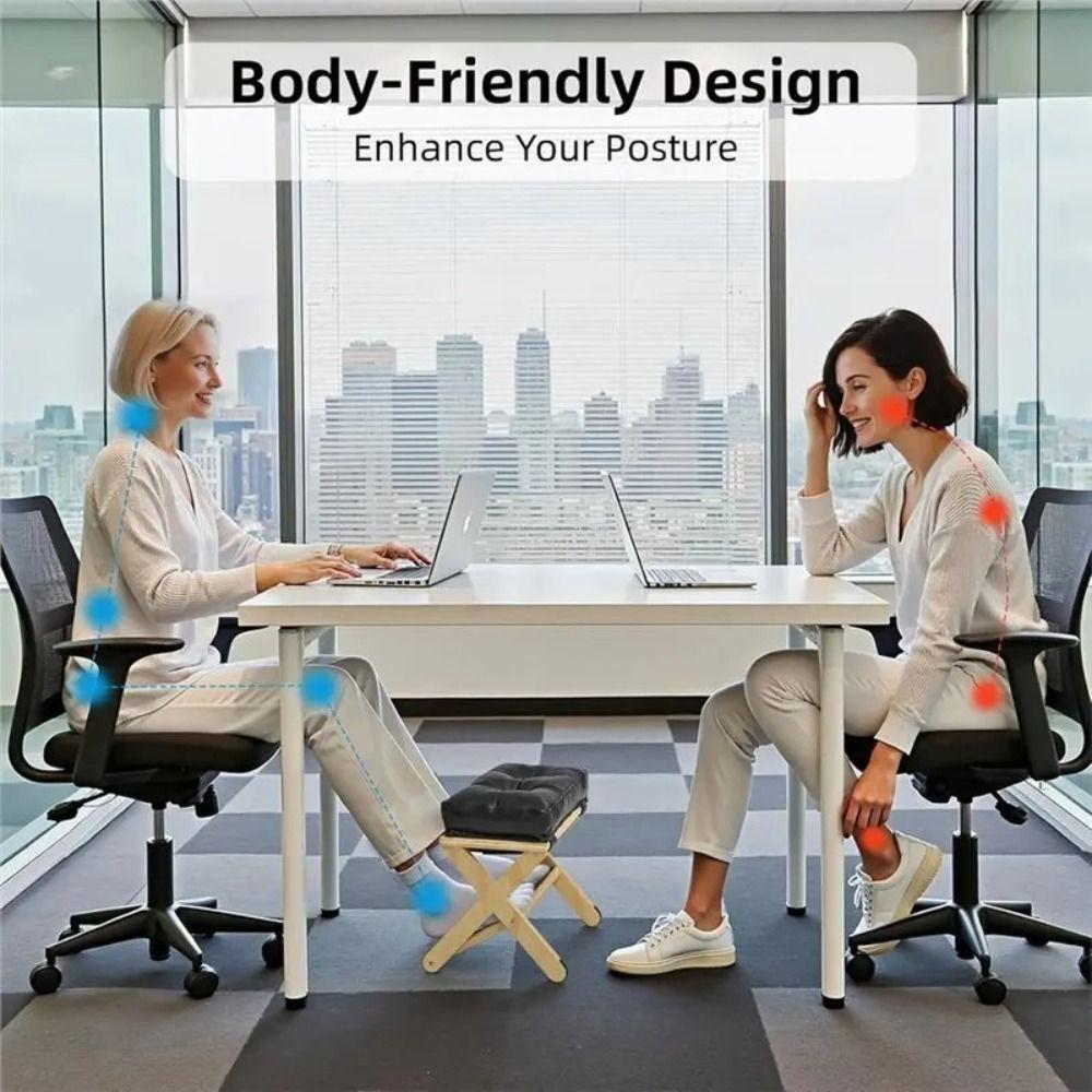 Non-Slip Base Solid Wood Footrest Natural Solid Wood Office Foot Stool Gaming Setup