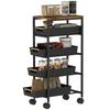 5-Tier Storage Trolley On Wheels - Black