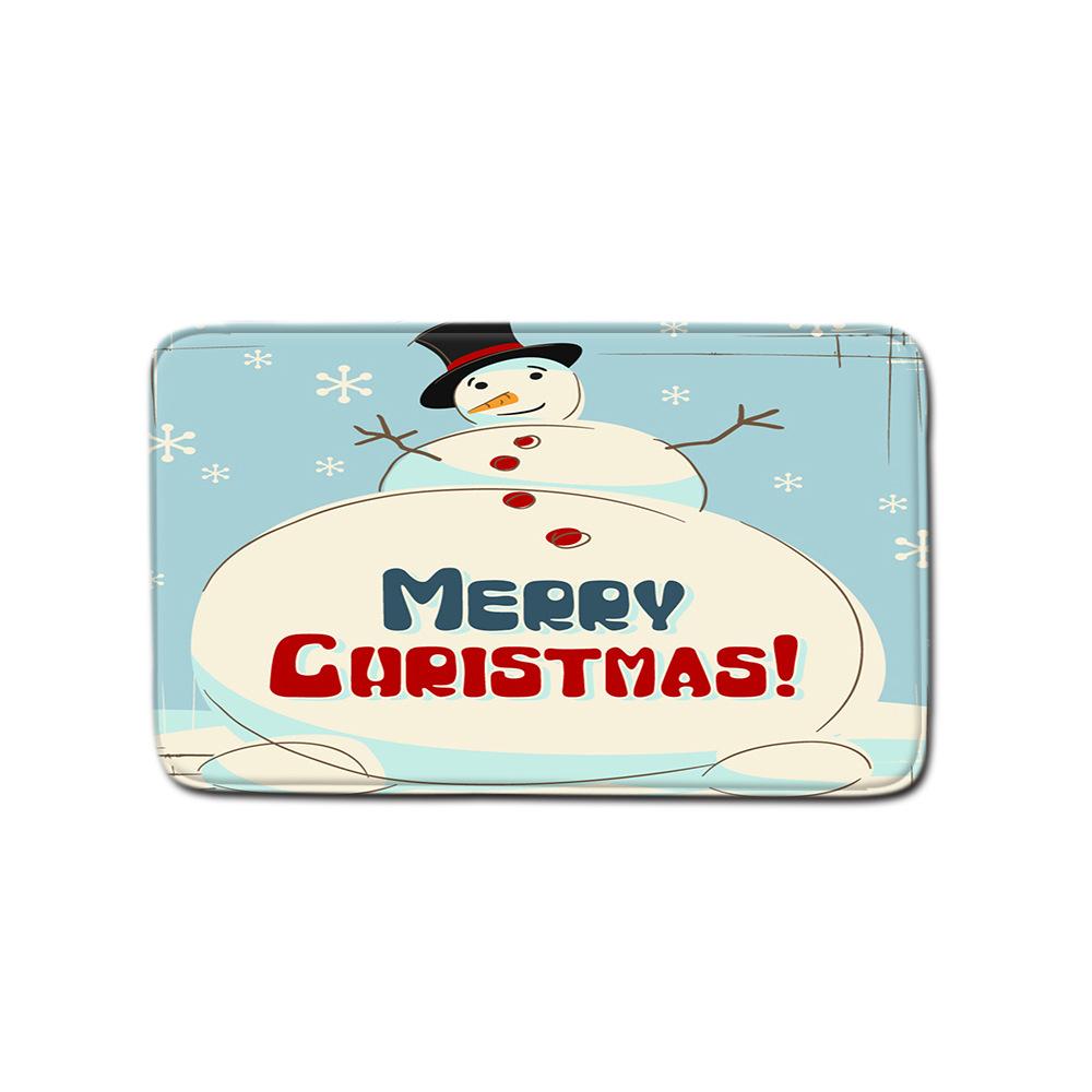 Christmas Shower Curtain Floor Mat Combination Four-Piece Bathroom Non-Slip Door Mat Foot Mat Bedroom Living Room Carpet