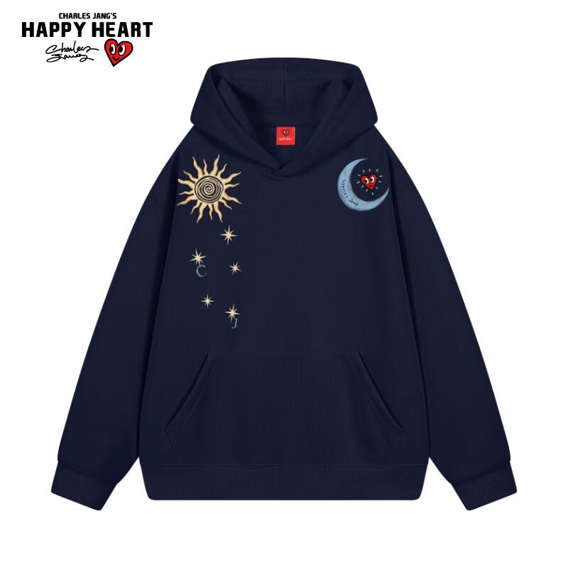 Charles Heart Mikina s kapucí s potiskem Slunce a Měsíce unisex