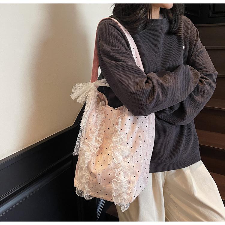 Polka Dot Underarm Women's Bag New Fashion Portable Bucket Bag Greens Lightweight Shoulder Bag Women