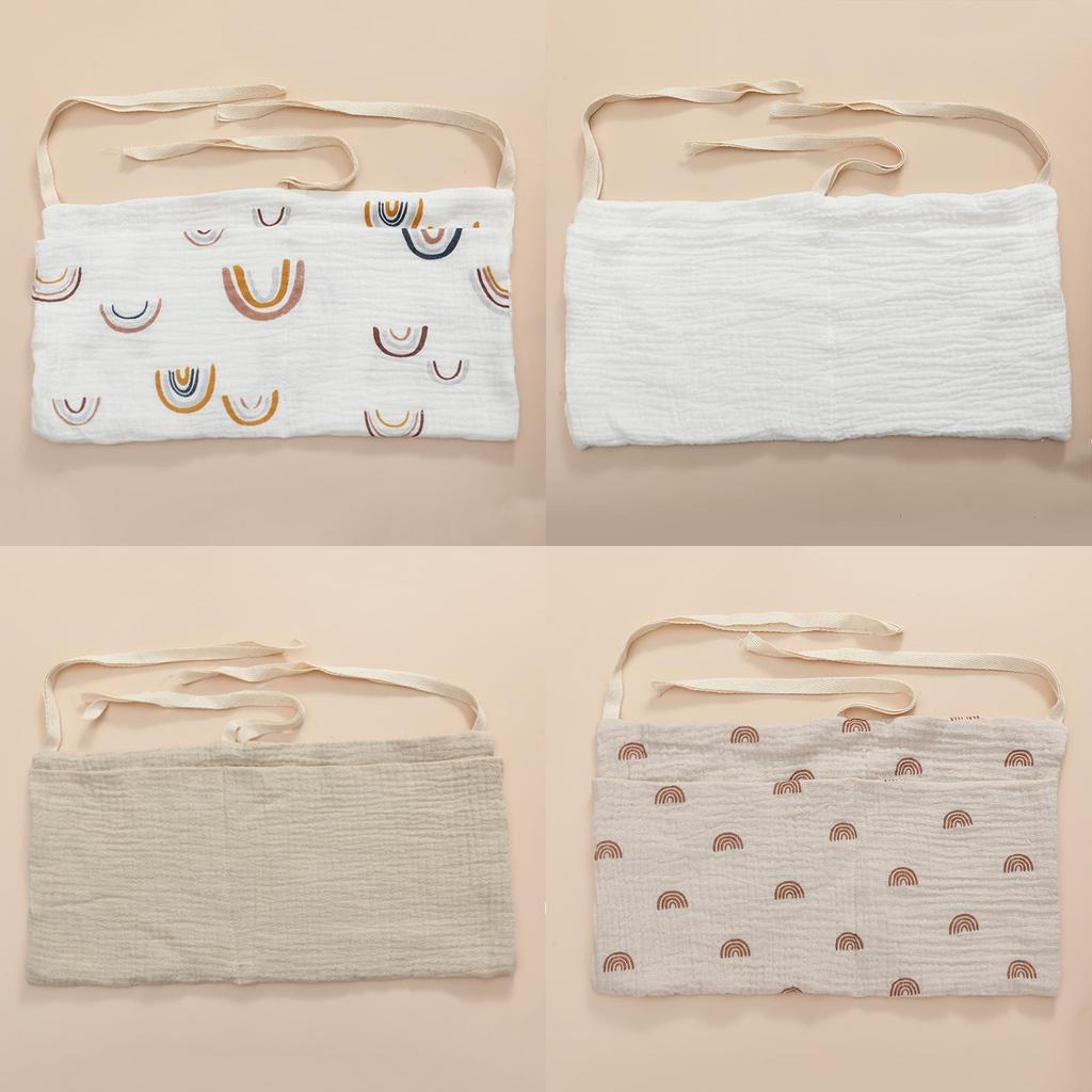 Baby Bedside Storage Bag With Double Pockets Made Of Cotton For Nursery Organization
