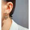 French Retro Twist Phnom Penh Love Earrings Female Temperament Pink Zircon Peach Heart Earrings Earrings Female 92