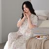 Pajamas women's summer cotton short-sleeved trousers thin summer 1011 new large-size summer cardigan loungewear