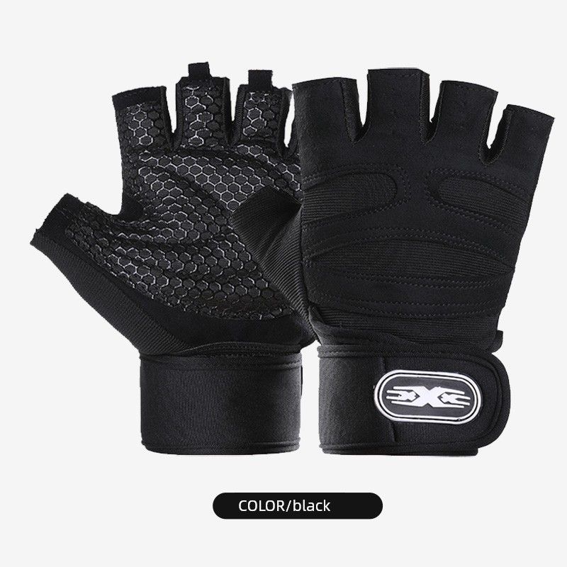 

Gloves Men s and Women s Dumbbell Horizontal Bar Sports Training Protection Abrasion Resistant Pull-up Anti-Cocoon Wrist Guard Half Finger Stall Smiley Long Bracer Black L