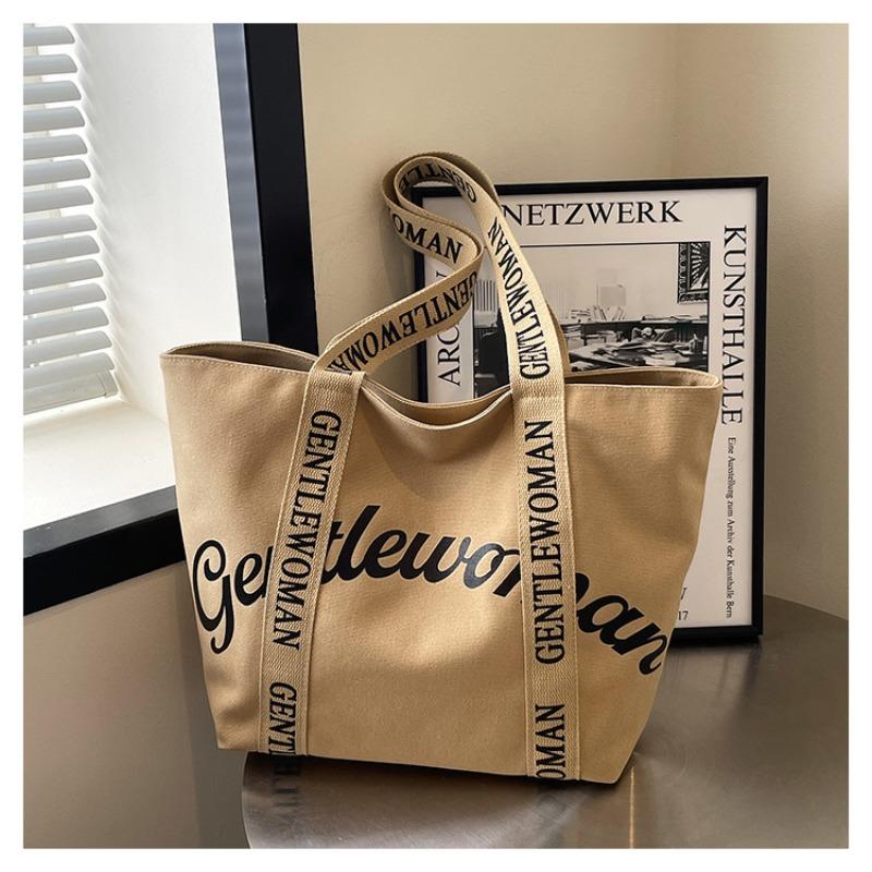New simple large-capacity bag female alphabet canvas bag simple casual portable commuter tote bag
