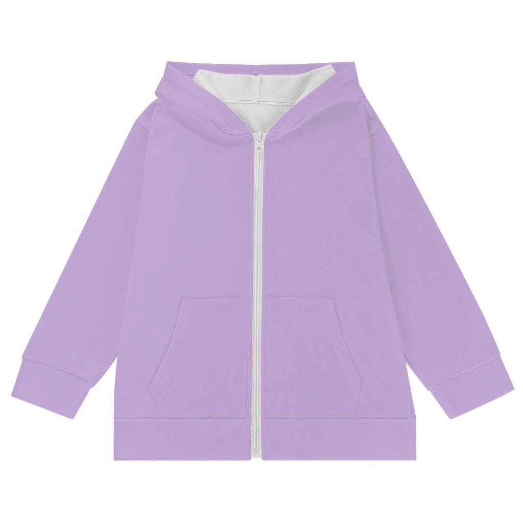 Children's Relaxed-Fit Zipper Hooded Sweatshirt Jacket Color Hoodie With Pockets