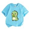 Kids Boys Girls 100% Cotton Crew Neck Short Sleeve T-Shirt, Cute Cartoon Green Dinosaur Print Casual Soft Lightweight Tee Tops for Children Daily Wear