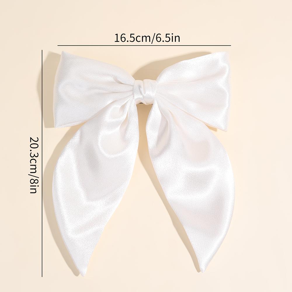 Chiffon Bow Hair Clip Women Medium Bowknot Satin Hairpin Barrettes Girls Solid Color Ponytail Hair Accessories Headwear Gift