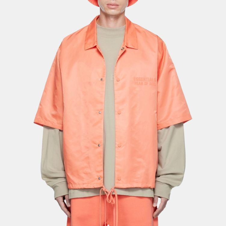 Fear of God Essentials Camisa de Manga Corta de Nailon FW22 Tops Unisex Coral FOG-FW22-34