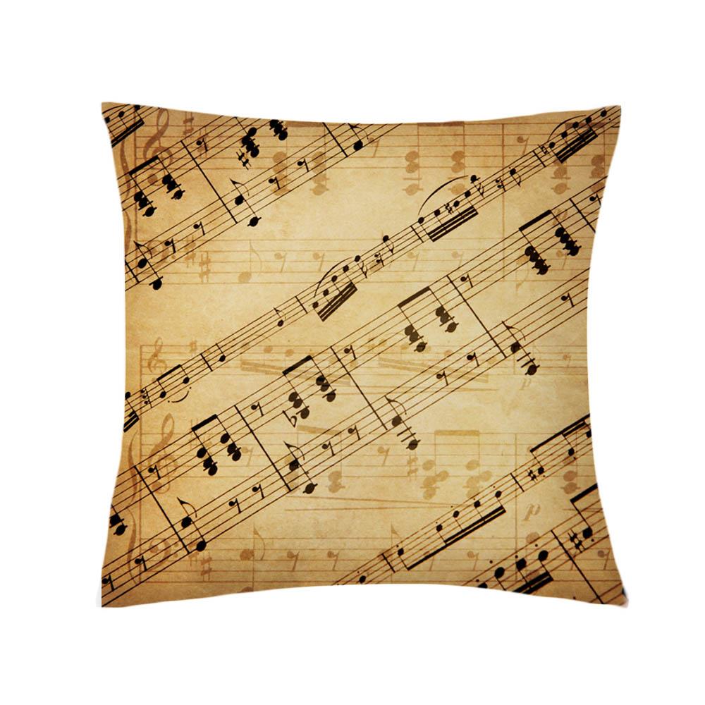 Retro Music Notes Double-Sided Printed Pillow Cover Short Plush Suitable Living Rooms Bedrooms Sofas Throw Cushion Cover