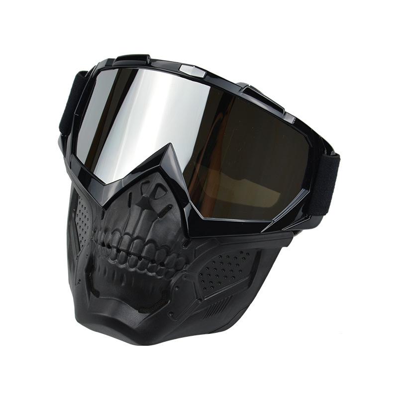 Anlorr New motorcycle riding windproof goggles with detachable sunshade, UV protection, skull face mask, and wind shield