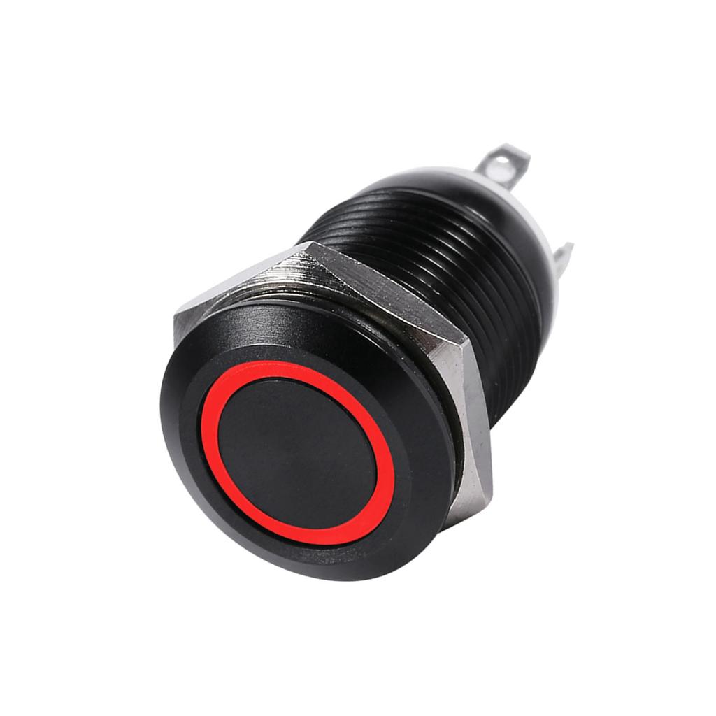Car 12mm LED Light Momentary Push Button   Toggle Black Case 2A
