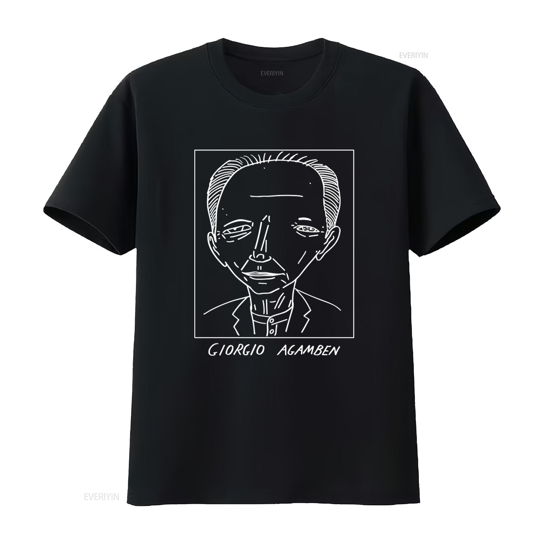 

Badly Drawn Authors Giorgio Agamben T Shirt with Free Worldwide Delivery vintage Washed Top For Everyday Wear Stylish homme 4XL