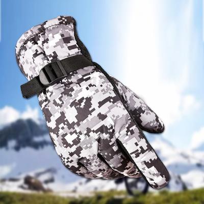 1 Pair Winter Camouflage Cycling Gloves Warm Windproof Waterproof Adjustable Cold Weather Men Women Full Finger Outdoor Motorcycle Snow Skiing Gloves