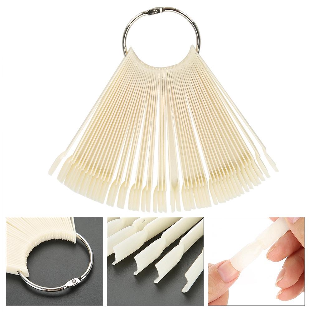 100Pcs Celsius Bag Fan False Nail Tip Stick Manicure Polish Gel Display Practice Tools(White)