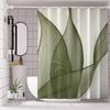 of Green Leaf Patterned Digital Printed Polyester Shower Curtain, Waterproof, No Drilling Required, Bathroom Partition Curtain